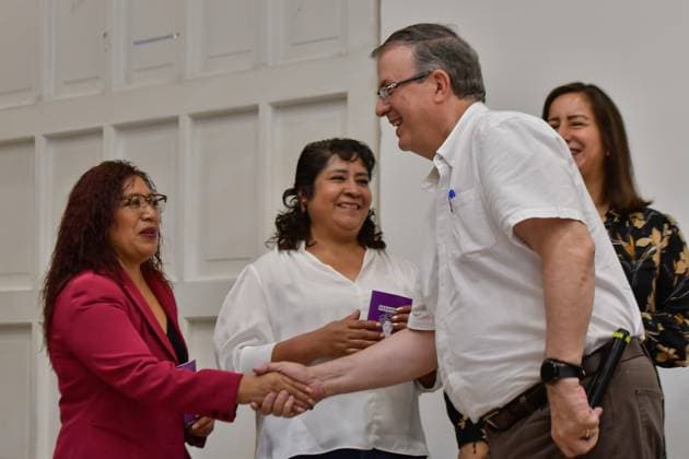 Marcelo Ebrard Campaign Rally in the state of mexico August 09, 2023 Toluca , Mexico : Marcelo Ebrard Casaubon, Marcelo Ebrard, former Secretary of Foreign Affairs of Mexico, during a press conference where he spoke about the possible implementation of the Violet Passport in the next administration of the Mexican presidency. on August 09, 2023 in Toluca, MÃ xico., Credit:Arturo Hernandez Eyepix Group Avalon Mexico, State of Mexico, Toluca Copyright: xArturoxHernandezx xEyepixxGroupx xAvalonx 0795755913