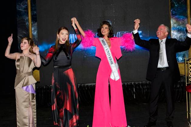 January 23, 2024, Mexico City, Mexico City, Mexico: From left to right: Olivia Quido, CEO of Miss Universe Skincare; Anne Jakrajutitap, president of the international competition; and Sheynnis Palacios, winner of Miss Universe 2023, Mexican businessman Raoºl Rocha Cantoº during a press conference at the Fru Fru Theater in Mexico City, to announce the next Miss Universe International pageant, which will be held on September 28 of this year. year in Mexico. Mexico City Mexico - ZUMAn296 20240123_zip_n296_007 Copyright: xJorgexNunezx
