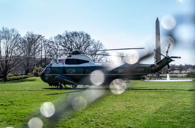 February 29, 2024, Washington, District Of Columbia, USA: Marine One, with United States President Joe Biden aboard, prepares to depart The White House in Washington, DC, US, on Thursday, February 29, 2024. Biden plans to visit Brownsville, Texas, where he will press lawmakers to pass a bipartisan Senate border security deal that was rejected by Republicans at Trump™s urging and meet with US Border Patrol agents, law enforcement and local leaders Washington USA - ZUMAs152 20240229_faa_s152_049 Copyright: xLeighxVogelx-xPoolxviaxCNPx