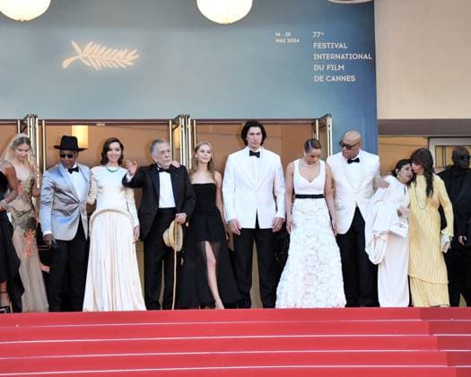 77th Cannes Film Festival 2024, Red carpet film Megalopolis Cannes, 77th Cannes Film Festival 2024, Red carpet film Megalopolis In the photo: Cannes, 77th Cannes Film Festival 2024, Red carpet film Megalopolis In the photo: Grace VanderWaal, Giancarlo Esposito, Aubrey Plaza, Francis Ford Coppola, Romy Croquet Mars , Adam Driver, Nathalie Emmanuel, Laurence Fishburne, Kathryn Hunter, Talia Shire Cannes France Copyright: xIPA ABACAx