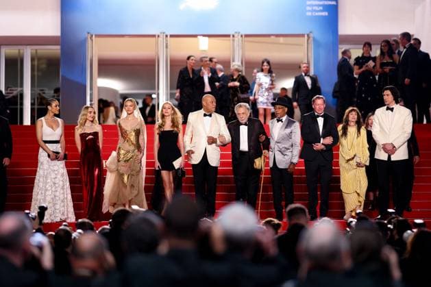 J Descente des marches du film  Megalopolis  lors du 77eme Festival International du Film de Cannes Nathalie Emmanuel, Chloe Fineman, Grace VanderWaal, Romy Croquet, Laurence Fishburne, Francis Ford Coppola, Giancarlo Esposito, D B Sweeney, Talia Shire, Adam Driver Descente des marches du film  Megalopolis  lors du 77eme Festival International du Film de Cannes, au Palais des Festivals à Cannes On may 16th 2024 Jacovides Moreau Bestimage People leaving the red carpet of the movie  Megalopolis  during the 77th Cannes International Film Festival at the Palais des Festivals in Cannes, France On may 16th 2024 Cannes France Copyright: xJACOVIDES-MOREAUx xBESTIMAGExJACOVIDES-MOREAUx xBESTIMAGEx