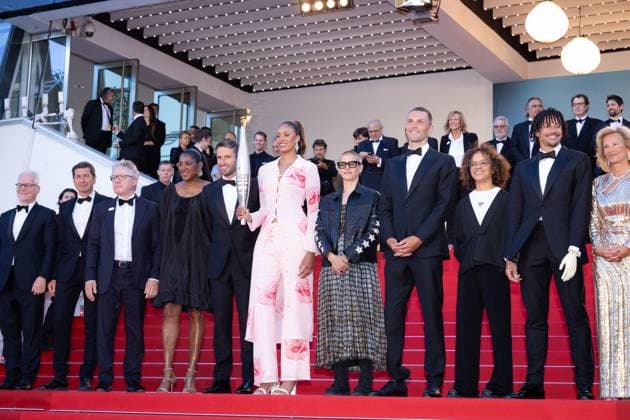 Cannes - Marcello Mio Red Carpet Cannes Film Festival director Thierry Fremaux, Mayor of Cannes David Lisnard, Thierry Rey, Marie-Jose Perec, Tony Estanguet, Iliana Rupert, Marie Patouillet, Alexis Hanquinquant, Nelia Barbosa, Arnaud Assoumani and President of the International Cannes Film Festival Iris Knobloch attend the Marcello Mio Red Carpet at the 77th annual Cannes Film Festival at Palais des Festivals on May 21, 2024 in Cannes, France. Photo by ShootPix ABACAPRESS.COM. Cannes France Copyright: xShootPix ABACAx