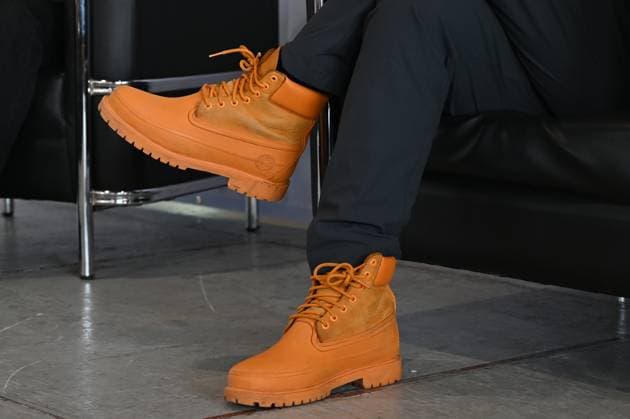 May 22, 2024, Tijuana, Baja California, Mexico: A detail of Mexican presidential candidate of the Citizens Movement party (MC), Jorge Alvarez Maynezâ€⠢s iconic orange boots of the same color scheme as his political party, as he campaigned in Tijuana, Baja California, Mexico seeking the youth vote at the CETYS University campus on Wednesday, May 22, 2024. Tijuana Mexico - ZUMAm180 20240522_zip_m180_004 Copyright: xCarlosxA.xMorenox