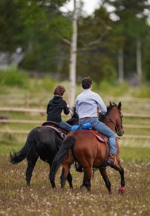June 26, 2024, Nemaiah Valley, Bc, CANADA: Prime Minister Justin Trudeau and his son Hadrien, 10, ride horses while attending community celebrations to mark the 10th anniversary of the Tsilhqot in decision, in Nemaiah Valley, B.C., on Wednesday, June 26, 2024. In 2014, the Supreme Court of Canada granted Tsilhqot in aboriginal title to more than 1,750 square kilometres of land in the Nemiah Valley. Nemaiah Valley CANADA - ZUMAc35_ 20240626_zaf_c35_111 Copyright: xDarrylxDyckx