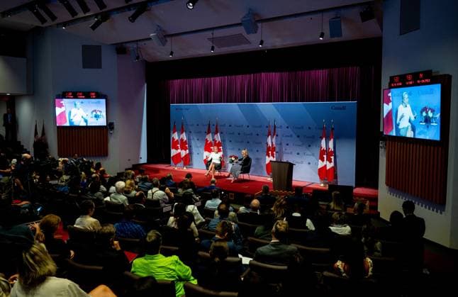September 17, 2024, Ottawa, On, Canada: Melanie Joly Minister of Foreign Affairs, right, takes part in a fireside chat with Yulia Navalnaya, widow of Russian opposition leader and activist Alexei Navalny at Global Affairs Canada in Ottawa, on Tuesday, Sept. 17, 2024. Ottawa Canada - ZUMAc35_ 20240917_zaf_c35_093 Copyright: xSpencerxColbyx