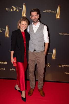 Claus von WAGNER, presenter, comedian, and Jutta SCHMITT THIEL, red carpet, red carpet show, arrival, arrival, German Television Award ceremony, The Night of the Creatives The German Television Award 2024, German Television Award 2024 in Cologne, on 24 09 2024