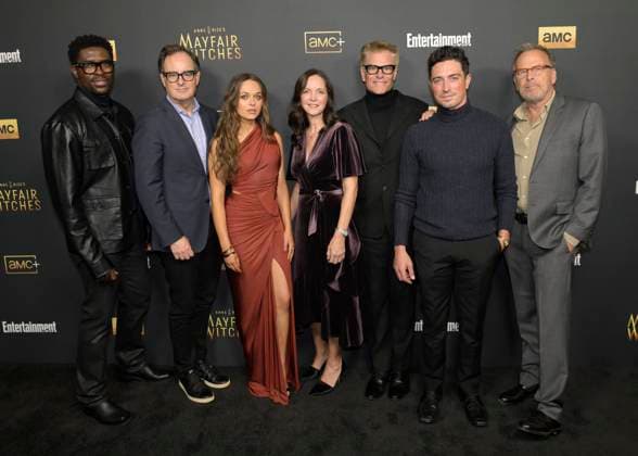 December 5, 2024, Hollywood, California, USA: (L-R) Tongayi Chirisa, Dan McDermott, Alyssa Jirrels, Harry Hamlin, Jen Richards, Ben Feldman, Mark Johnson attend AMC s Anne Rice s Mayfair Witches Season 2 Red Carpet. Hollywood USA - ZUMAb173 20241205_aap_b173_158 Copyright: xBillyxBennightx