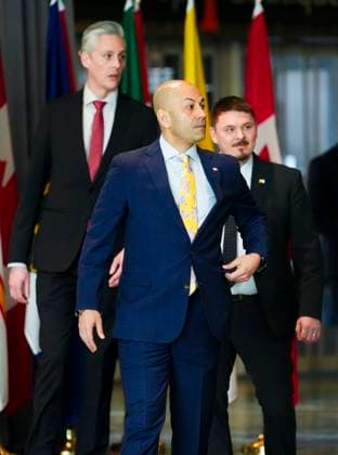 March 21, 2025, Ottawa, Ontario, Canada: R.J. Simpson, Premier of the Northwest Territories, left to right, Ranj Pillai, Premier of Yukon, and P.J. Akeeagok, Premier of Nunavut, arrive to take part in the First Minister Meeting at the National War Museum on Friday, March 21, 2025. Ottawa Canada - ZUMAc35_ 20250321_zaf_c35_063 Copyright: xSeanxKilpatrickx