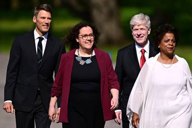 May 13, 2025, Ottawa, On, Canada: Gregor Robertson, left to right, Rebecca Alty, Tim Hodgson, Marjorie Michel arrive for a cabinet swearing-in at Rideau Hall in Ottawa on Tuesday, May 13, 2025. Ottawa Canada - ZUMAc35_ 20250513_zaf_c35_040 Copyright: xSpencerxColbyx