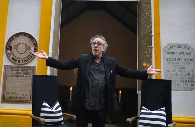 July 24, 2025, Mexico City, Ciudad de Mexico, Mexico: Director, producer, screenwriter, and cartoonist, Tim Burton poses during a masterclass as part of the immersive experience: Tim Burton, The Labyrinth at the Panteon de Dolores. on June 24, 2025 in Mexico City, Mexico. Mexico City Mexico - ZUMAe321 20250724_zea_e321_002 Copyright: xIanxRoblesx