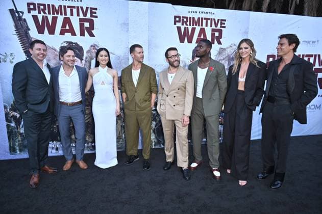 August 18, 2025, Los Angeles, Ca, USA: LOS ANGELES - AUG 18: Luke Sparke, Nick Wechsler, Ana Thu Nguyen, Ryan Kwanten, Jeremy Piven, Adolphus Waylee, Tricia Helfer, Carlos Sanson Jr at Primative War Premiere at the Hollywood American Legion on August 18, 2025 in Los Angeles, CA Los Angeles USA - ZUMAb170 20250818_aap_b170_116 Copyright: xKayxBlakex