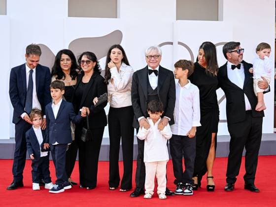 Venice, ITALY: Venice, 82nd Venice International Film Festival 2025 - Evening 10. Red Carpet for the film Nino. 18 Days. - Pictured: Nino D Angelo with his family, Arcangelo D Angelo, Toni D Angelo, Roberta Buonpane, Gaetano D Angelo, Leonardo D Angelo, Maia D Angelo, Annamaria Gallo, Luca D Angelo, Rossella Mungiello, Edoardo D Angelo, and Vincenzo D Angelo Venice ITALY - ZUMAp169 20250905_zea_p169_668 Copyright: xSimonexComix