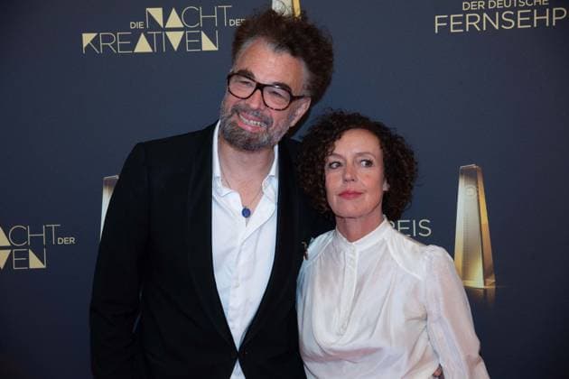 Maria SCHRADER, Actress, Jan SCHOMBURG, Director, Red Carpet, Red Carpet Show, Arrival, German Television Award Ceremony, The Night of the Creatives The German Television Award 2025, German Television Award 2025 at Flora Cologne, on 09 09 2025