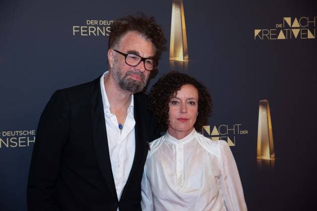 Maria SCHRADER, Actress, Jan SCHOMBURG, Director, Red Carpet, Red Carpet Show, Arrival, German Television Award Ceremony, The Night of the Creatives The German Television Award 2025, German Television Award 2025 at Flora Cologne, on 09 09 2025