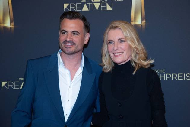 Maria FURTWAENGLER, Actress, Furtwängler, Christoph PELLANDER, Producer Degeto, Red Carpet, Red Carpet Show, Arrival, Presentation of the German Television Award, The Night of the Creatives The German Television Award 2025, German Television Award 2025 at the Flora Cologne, on 09 09 2025