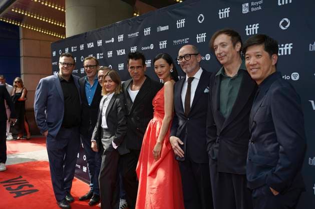 September 9, 2025, Toronto, Ontario, Canada: (L-R) Mike Goodridge, Rowan Joffe, Colin Farrell, Fala Chen, Edward Berger and Volker Bertelmann attend the red carpet for the ‘Ballad of a Small Playerâ€⠢ premiere during the 2025 Toronto International Film Festival at The Princess of Wales Theatre. on September 9, 2025 in Toronto, Canada. Toronto Canada - ZUMAe321 20250909_zea_e321_128 Copyright: xLeonardoxRamirezx