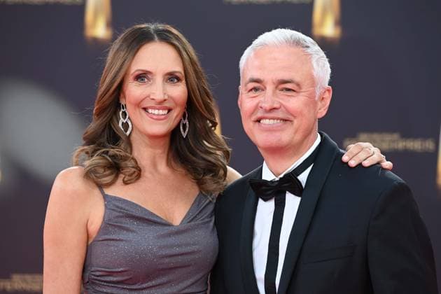 Roberta BIELING, Presenter, Andreas von THIEN, Presenter, Red Carpet, Red Carpet Show, Arrival, Arrival, German Television Award Ceremony, German Television Award 2025, German Television Award 2025 at MMC Studios Cologne, on 10 09 2025