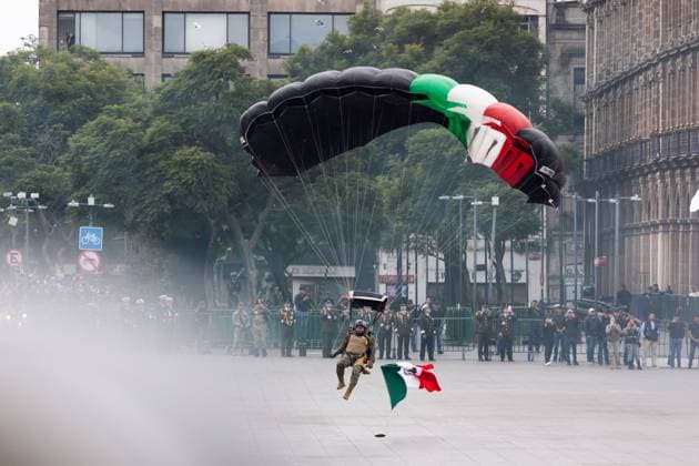 September 16, 2025, Mexico City, Mexico: The military parade commemorating Mexico s Independence Day took place, led by President Claudia Sheinbaum Pardo, accompanied by the Secretary of the Navy, Raymundo Pedro Morales Angeles, and the Secretary of Defense, Ricardo Trevilla Trejo, among other officials..Approximately 16,000 members of the various federal armed forces participated in the event, marching from the Plaza de la Constitucio³n to the military camp Marte. Mexico City Mexico - ZUMAl178 20250916_znp_l178_057 Copyright: xCristianxLeyvax