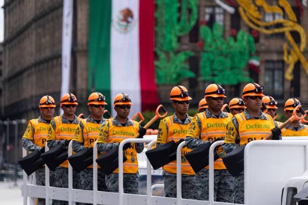 September 16, 2025, Mexico City, Mexico: The military parade commemorating Mexico s Independence Day took place, led by President Claudia Sheinbaum Pardo, accompanied by the Secretary of the Navy, Raymundo Pedro Morales Angeles, and the Secretary of Defense, Ricardo Trevilla Trejo, among other officials..Approximately 16,000 members of the various federal armed forces participated in the event, marching from the Plaza de la Constitucio³n to the military camp Marte. Mexico City Mexico - ZUMAl178 20250916_znp_l178_104 Copyright: xCristianxLeyvax