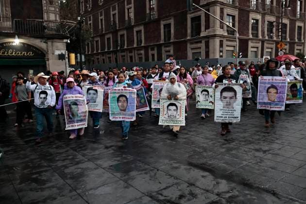 September 26, 2025, Mexico, Cdmx, Mexico: In 2014, 43 students from the RAUL ISIDRO BURGOS Teachers College in Ayotzinapa, Guerrero, were victims of enforced disappearance by local authorities, the military, and alleged drug traffickers. Today marks the 11th anniversary of this state crime, which has not been clarified as promised by previous governments and the current one led by CLAUDIA SHEIMBAUM. Members, mothers, friends, students and collectives marched from the Angel of Independence to Mexico City s Zocalo to continue demanding justice and the return of the students who have not been found since the administration of former Mexican President Enrique Peo±a Nieto, who currently lives in Spain without any answers regarding what happen - ZUMAp204 20250926_zip_p204_022 Copyright: xJosuexPerezx