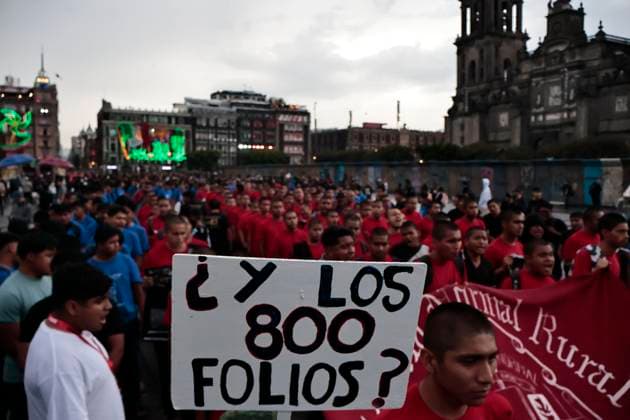 September 26, 2025, Mexico, Cdmx, Mexico: In 2014, 43 students from the RAUL ISIDRO BURGOS Teachers College in Ayotzinapa, Guerrero, were victims of enforced disappearance by local authorities, the military, and alleged drug traffickers. Today marks the 11th anniversary of this state crime, which has not been clarified as promised by previous governments and the current one led by CLAUDIA SHEIMBAUM. Members, mothers, friends, students and collectives marched from the Angel of Independence to Mexico City s Zocalo to continue demanding justice and the return of the students who have not been found since the administration of former Mexican President Enrique Peo±a Nieto, who currently lives in Spain without any answers regarding what happen - ZUMAp204 20250926_zip_p204_028 Copyright: xJosuexPerezx