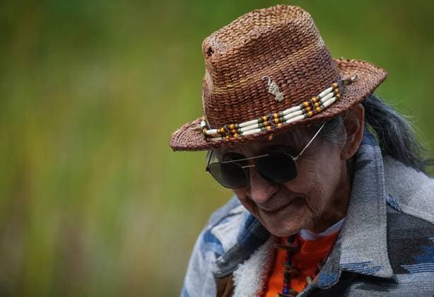 September 30, 2025, Vancouver, Bc, CANADA: Squamish Nation Elder Sam George, a survivor of St. Paul s Residential School, returns to his seat after speaking during a gathering to mark the National Day for Truth and Reconciliation at the University of British Columbia, in Vancouver, on Tuesday, September 30, 2025. Vancouver CANADA - ZUMAc35_ 20250930_zaf_c35_162 Copyright: xDarrylxDyckx