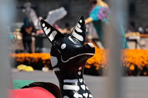 October 25, 2025, Mexico, Cdmx, Mexico: In honor of the Day of the Dead celebrations throughout Mexico, the city government opened the doors to thousands of visitors to appreciate the 2025 Day of the Dead Monumental Offering in the Plaza de la Constitucio³n. This installation of alebrijes and cartoneroÂa (paper carvings) was subject to voting; various projects competed, but the winning artists, who were in charge of the installation and assembly, were the ZION ART STUDIO COLLECTIVE. They created a representation of the pilgrimage of the inhabitants of the mythical Aztlan to Mexico Cityâ€Tenochtitlan. The pieces stand out for their size and for depicting the jaguar, the axolotl, the Xoloitzcuintle dog, the Red Queen, among other en - ZUMAp204 20251025_zip_p204_007 Copyright: xJosuexPerezx