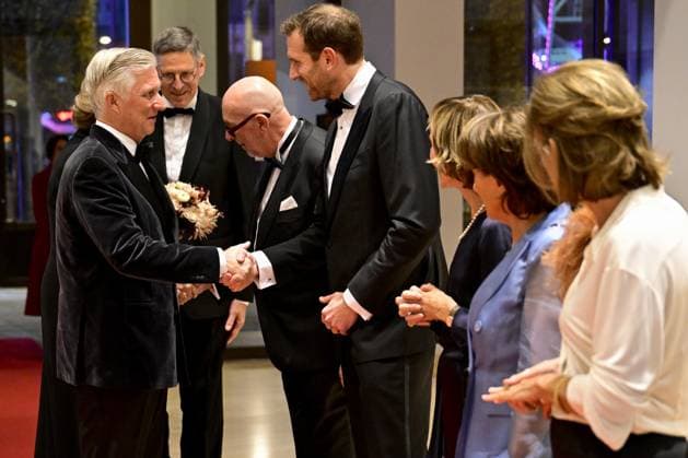 Philip Heylen, International Relations & Corporate Affairs Officer Ackermans & van Haaren, Queen Mathilde of Belgium, King Philippe - Filip of Belgium, Jan Suykens, Steunraad Antwerpen, Luk Lemmens, KMSKA s chairman of the board and Brieuc Van Damme, CEO King Baudouin Foundation pictured during a gala evening organized by the Antwerp Support Committee for the King Baudouin Foundation, which is celebrating its 25th anniversary, in Antwerp, Thursday 06 November 2025. DIRKxWAEM 139660256
