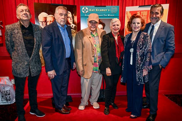 November 23, 2025, Beverly Hills, California, USA: French-born Australian artist and film director PHILIPPE MORA, American scholar, professor, rabbi, writer, and filmmaker MICHAEL BERENBAUM, NICHOLAS ELIOPOULOS, Communications and creativity expert LIBBE HALEVY, Actress, producer and activist KAT KRAMER and English comedian, actor, satirist, playwright and screenwriter PETER COOK attend the director Stanley Kramer Double Feature: Judgment At Nuremberg and On The Beach presented By Kat Kramer s Films That Change The World. Beverly Hills USA - ZUMAb173 20251123_aap_b173_126 Copyright: xBillyxBennightx