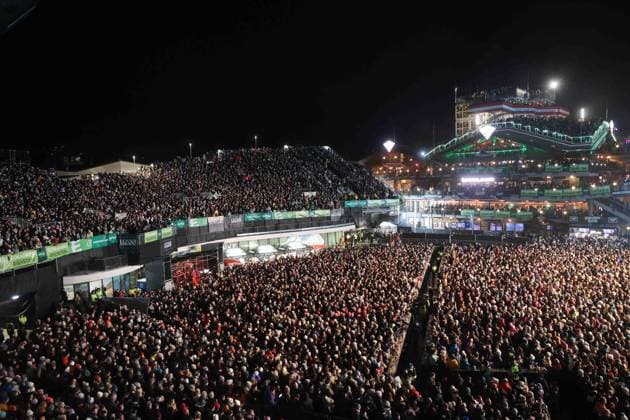 04 12 2025, Schladming, AUT, On the road in Styria, Ski Opening 2025, Press conference, in the picture Backstreet Boys, Feature, Overview, Planai Stadium,