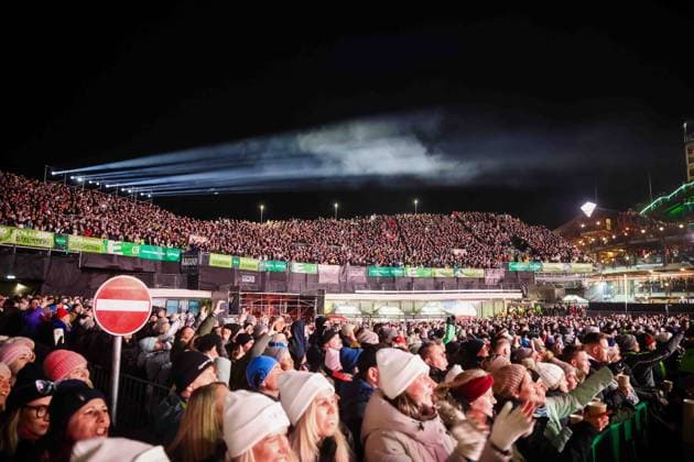 04 12 2025, Schladming, AUT, On the road in Styria, Ski Opening 2025, Press conference, in the picture Backstreet Boys, Feature, Overview, Planai Stadium,