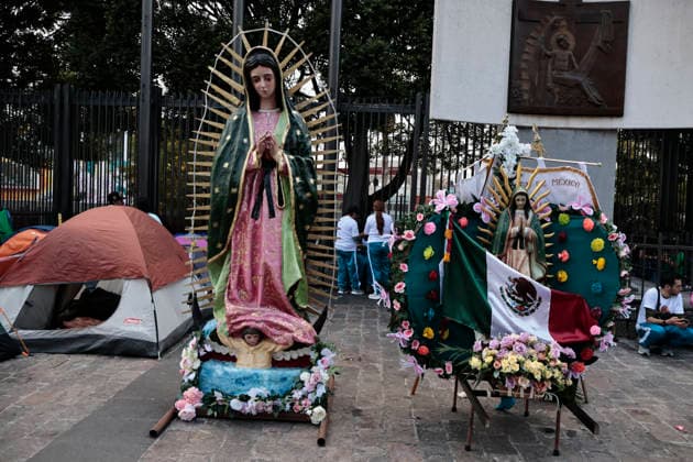 December 9, 2025, Mexico, Cdmx, Mexico: The largest Catholic celebration in Mexico is the Day of Our Lady of Guadalupe, celebrated on December 12th, her birthday. Thousands of pilgrims begin arriving from all over the country to thank the Virgin of Guadalupe for all the miracles she has granted to the faithful. They also come simply to express gratitude for health, employment, and financial security. The Basilica s courtyard begins to fill with pre-Hispanic dancers, musicians, processions, and even people making floral arrangements in honor of Our Lady of Guadalupe. For many, the diversity and combination of traditions and beliefs stem from the arrival of the Spanish, who imposed the Catholic religion and forced the Mexica people to abandon - ZUMAp204 20251209_zip_p204_063 Copyright: xJosuexPerezx