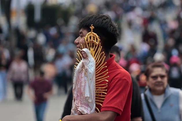 December 9, 2025, Mexico, Cdmx, Mexico: The largest Catholic celebration in Mexico is the Day of Our Lady of Guadalupe, celebrated on December 12th, her birthday. Thousands of pilgrims begin arriving from all over the country to thank the Virgin of Guadalupe for all the miracles she has granted to the faithful. They also come simply to express gratitude for health, employment, and financial security. The Basilica s courtyard begins to fill with pre-Hispanic dancers, musicians, processions, and even people making floral arrangements in honor of Our Lady of Guadalupe. For many, the diversity and combination of traditions and beliefs stem from the arrival of the Spanish, who imposed the Catholic religion and forced the Mexica people to abandon - ZUMAp204 20251209_zip_p204_069 Copyright: xJosuexPerezx