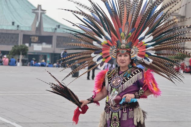 December 9, 2025, Mexico, Cdmx, Mexico: The largest Catholic celebration in Mexico is the Day of Our Lady of Guadalupe, celebrated on December 12th, her birthday. Thousands of pilgrims begin arriving from all over the country to thank the Virgin of Guadalupe for all the miracles she has granted to the faithful. They also come simply to express gratitude for health, employment, and financial security. The Basilica s courtyard begins to fill with pre-Hispanic dancers, musicians, processions, and even people making floral arrangements in honor of Our Lady of Guadalupe. For many, the diversity and combination of traditions and beliefs stem from the arrival of the Spanish, who imposed the Catholic religion and forced the Mexica people to abandon - ZUMAp204 20251209_zip_p204_075 Copyright: xJosuexPerezx
