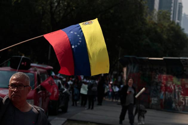 January 10, 2026, Mexico City, Cdmx, Mexico: Mexican protesters and social organizations are demonstrating against the actions of US President DONALD TRUMP against Venezuela and its former president, NICOLAS MADURO. With posters, giant banners, and Venezuelan flags, they are showing their support for MADURO and his vice president, DELCY RODRIGUEZ, who has assumed the presidency due to the country s situation. Chanting slogans like Yankees out of Latin America and Trump, imperialist terrorist, the protesters are demanding the immediate release of NICOLAS MADURO, whom they claim is being held captive by DONALD TRUMP. This comes as protests against these actions spread worldwide, with many believing TRUMP S true objective is to seize V - ZUMAp204 20260110_zip_p204_014 Copyright: xJosuexPerezx