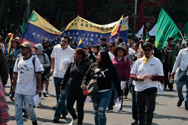 January 10, 2026, Mexico City, Cdmx, Mexico: Mexican protesters and social organizations are demonstrating against the actions of US President DONALD TRUMP against Venezuela and its former president, NICOLAS MADURO. With posters, giant banners, and Venezuelan flags, they are showing their support for MADURO and his vice president, DELCY RODRIGUEZ, who has assumed the presidency due to the country s situation. Chanting slogans like Yankees out of Latin America and Trump, imperialist terrorist, the protesters are demanding the immediate release of NICOLAS MADURO, whom they claim is being held captive by DONALD TRUMP. This comes as protests against these actions spread worldwide, with many believing TRUMP S true objective is to seize V - ZUMAp204 20260110_zip_p204_019 Copyright: xJosuexPerezx