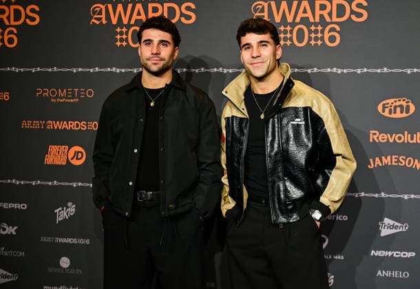 January 10, 2026, Madrid, Madrid, SPAIN: Content creators and guests pose on the black carpet during the third edition of the Army Awards, held on Saturday, January 10, at the Madrid Arena in Madrid. Known as the â€oeinternet anti-awards,†the ceremony honors the most viral moments, trends, and personalities from social media over the past year in a script-free gala hosted by Ceciarmy and Santiago Segura. In the image Herno¡n Navarro and Rodrigo Navarro Madrid SPAIN - ZUMAz108 20260110_znp_z108_070 Copyright: xRichardxZubelzux