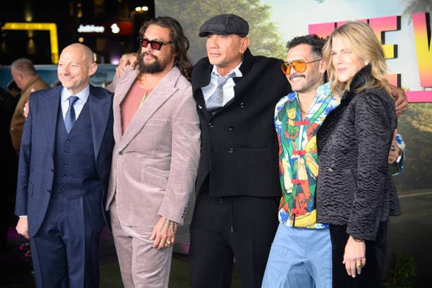 The Wrecking Crew UK Special Screening Arrivals at Cineworld, Leicester Square, London, UK (L-R) - Jeff Fierson, Jason Momoa, Dave Bautista, Angel Manuel Soto and Lynn Harris attends the UK Special Screening of The Wrecking Crew at Cineworld, Leicester Square, London, England, UK on Thursday 22 January, 2026., Credit:Justin Ng Avalon UK, England, London, Cineworld, Leicester Square Copyright: xJustinxNgx xAvalonx 1068483190