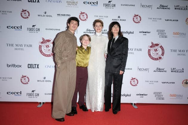 46th London Critics Circle Film Awards, May Fair Hotel, London, UK, 01 February 2026. Noah Jupe, Jacobi Jupe, Jessie Buckley and Liza Marshall at the 46th London Critics Circle Film Awards, May Fair Hotel, London, UK, 01 February 2026., Credit:Julie Edwards Avalon United Kingdom, London Copyright: xJuliexEdwardsx xAvalonx 1071209658