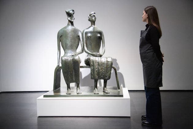 Christie s Unveils Henry Moore s King and Queen Sculpture at Christie s King Street, London, UK - 12 February, 2026 A staff member views King and Queen by Henry Moore (est. £10m -15m) which is to be offered at auction for the first time in Christie™s 20th 21st Century: London Evening Sale on the 5th March 2026 at Christie s King Street in London, England, UK on Thursday 12 February, 2026., Credit:Justin Ng Avalon UK, England, London, Christie s King Street Copyright: xJustinxNgx xAvalonx 1074374977