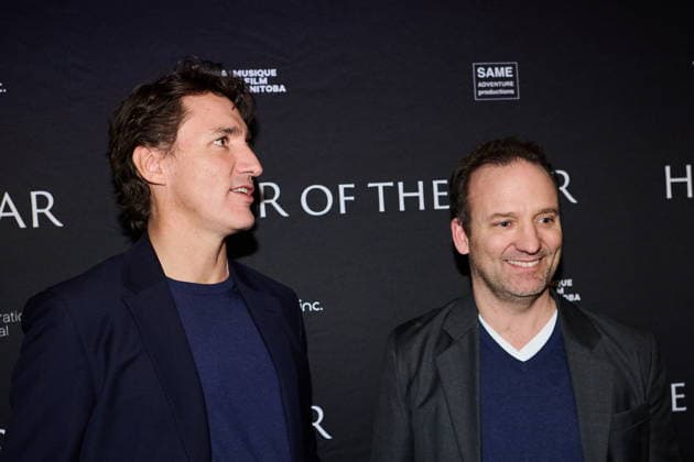 February 26, 2026, Toronto, On, Canada: Former Prime Minister Justin Trudeau, left, and his brother Alexandre Trudeau, are photographed at a private screening of Alexandre Trudeau s film Hair of the Bear, in Toronto, on Thursday, Feb. 26, 2026. Toronto Canada - ZUMAc35_ 20260226_zaf_c35_120 Copyright: xSammyxKoganx
