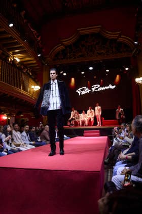 Félix Ramiro presents his new collection at OMODA Madrid es Moda A model during a fashion show presenting the new collection of Félix Ramiro, at the Teatro Magno, on March 14, 2026, in Madrid Spain The firm founded by Félix Ramiro presents its new collection at OMODA Madrid es Moda Félix Ramiro is a mens design firm with more than three decades of experience, recognized for its combination of avant-garde, tradition and craftsmanship, tradition and craftsmanship Specializing in suits for groom, ceremony, executive and sport, stands out for the quality and precision of its garments Its founder, Felix Ramiro, discovered his vocation as a tailor in the 80s and, after training and obtaining national recognition, started in 1988 a brand that tod Copyright: xJesusxHellinx 7365709