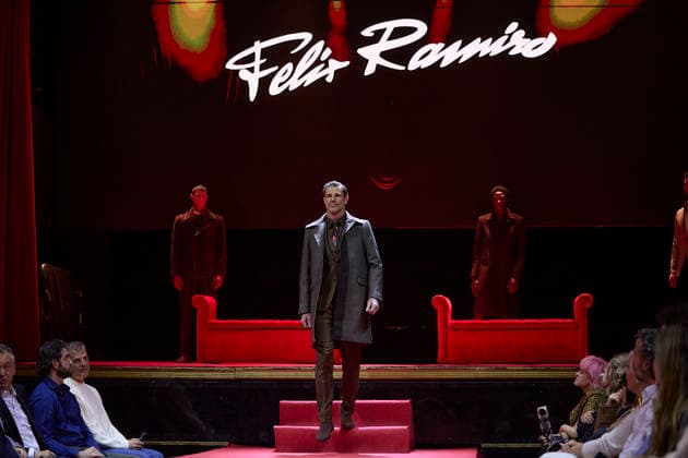 Félix Ramiro presents his new collection at OMODA Madrid es Moda A model during a fashion show presenting the new collection of Félix Ramiro, at the Teatro Magno, on March 14, 2026, in Madrid Spain The firm founded by Félix Ramiro presents its new collection at OMODA Madrid es Moda Félix Ramiro is a mens design firm with more than three decades of experience, recognized for its combination of avant-garde, tradition and craftsmanship, tradition and craftsmanship Specializing in suits for groom, ceremony, executive and sport, stands out for the quality and precision of its garments Its founder, Felix Ramiro, discovered his vocation as a tailor in the 80s and, after training and obtaining national recognition, started in 1988 a brand that tod Copyright: xJesusxHellinx 7365714