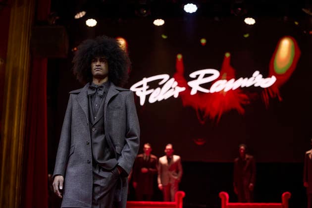 Félix Ramiro presents his new collection at OMODA Madrid es Moda A model during a fashion show presenting the new collection of Félix Ramiro, at the Teatro Magno, on March 14, 2026, in Madrid Spain The firm founded by Félix Ramiro presents its new collection at OMODA Madrid es Moda Félix Ramiro is a mens design firm with more than three decades of experience, recognized for its combination of avant-garde, tradition and craftsmanship, tradition and craftsmanship Specializing in suits for groom, ceremony, executive and sport, stands out for the quality and precision of its garments Its founder, Felix Ramiro, discovered his vocation as a tailor in the 80s and, after training and obtaining national recognition, started in 1988 a brand that tod Copyright: xJesusxHellinx 7365717