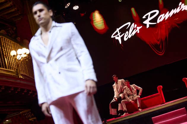 Félix Ramiro presents his new collection at OMODA Madrid es Moda Several models during a fashion show presenting the new collection of Félix Ramiro, at the Teatro Magno, on March 14, 2026, in Madrid Spain The firm founded by Félix Ramiro presents its new collection at OMODA Madrid es Moda Félix Ramiro is a mens design firm with more than three decades of experience, recognized for its combination of avant-garde, tradition and craftsmanship, tradition and craftsmanship Specializing in suits for groom, ceremony, executive and sport, stands out for the quality and precision of its garments Its founder, Felix Ramiro, discovered his vocation as a tailor in the 80s and, after training and obtaining national recognition, started in 1988 a brand t Copyright: xJesusxHellinx 7365728