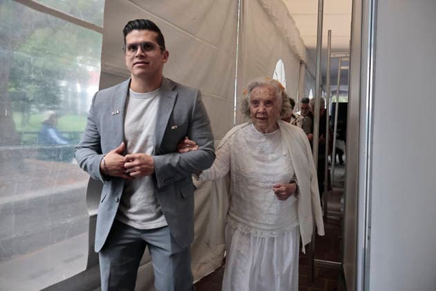 March 14, 2026, Mexico City, Cdmx, Mexico: At the Coyoaco¡n Book Fair, the presentation Women Who Write, Worlds That Change was given by Mexican writer and journalist ELENA PONIATOWSKA, along with Mexican writer, activist, academic critic, and professor MARGO GLAZ. They discussed the role of women in writing, history, and education in Mexico, offering a different perspective from a feminist standpoint. Mexico City Mexico - ZUMAp204 20260314_zip_p204_003 Copyright: xJosuexPerezx