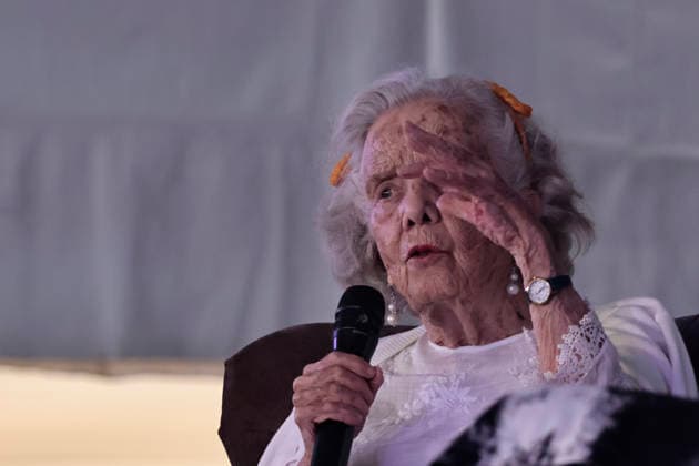 March 14, 2026, Mexico City, Cdmx, Mexico: At the Coyoaco¡n Book Fair, the presentation Women Who Write, Worlds That Change was given by Mexican writer and journalist ELENA PONIATOWSKA, along with Mexican writer, activist, academic critic, and professor MARGO GLAZ. They discussed the role of women in writing, history, and education in Mexico, offering a different perspective from a feminist standpoint. Mexico City Mexico - ZUMAp204 20260314_zip_p204_035 Copyright: xJosuexPerezx