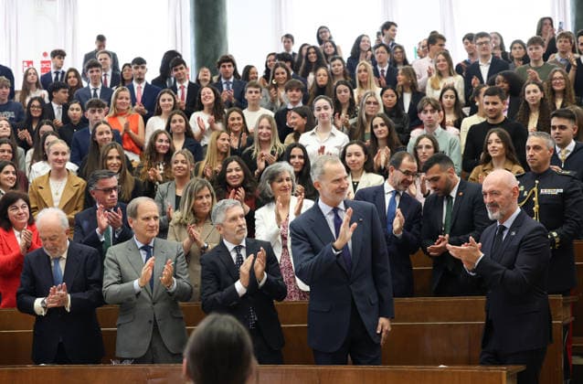 The King defends international law against the use of force before university students King Felipe VI 1 row, 2d , accompanied by the rector of the Complutense University of Madrid, Joaquín Goyache 1 row, d , and the Minister of the Interior, Fernando Grande Marlaska 1 row, 3d , presides over the commemoration of the 60th anniversary of the International Covenant on Civil and Political Rights and the International Covenant on Economic, Social and Cultural Rights, at the Faculty of Law of the Complutense University, on April 9, 2026, in Madrid, Spain, The two covenants were adopted by the United Nations General Assembly on December 16, 1966 and entered into force on January 3, 1976 Together with the Universal Declaration of Human Rights, the Copyright: xMartaxFernandezx 7425667