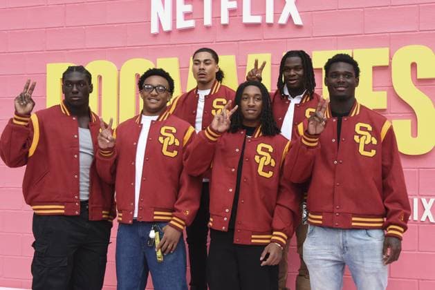 Kameryn Crawford, Desman Stephens II, Tanook Hines, Waymond Jordan, Jide Abasiri, Christian Pierce at arrivals for ROOMMATES Premiere, The Egyptian Theatre Hollywood, Los Angeles, CA, April 13, 2026. Photo By: Elizabeth Goodenough Everett Collection ROOMMATES Premiere PUBLICATIONXNOTxINxCANxCHNxFRAxITAxJPNxNORxPOLxRUSxESPxUKxUSA