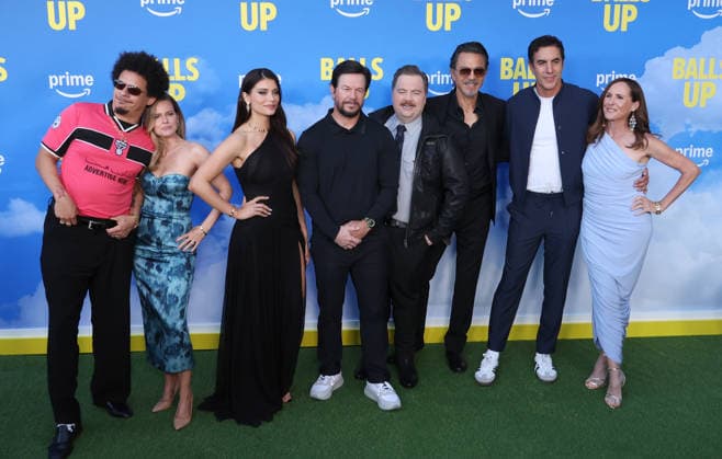 Premiere Of Amazon MGM Studios Balls Up 14 April 2026 . Los Angeles, California - Eric Andrà , Chelsey Crisp, Molly Shannon, Mark Wahlberg, Paul Walter Hauser, Benjamin Bratt, Sacha Baron Cohen, Eva De Dominici , At Premiere Of Amazon MGM Studios Balls Up held at Harmony Gold in Los Angeles., Credit:Sadou Faye Avalon United States, CA, Los Angeles, Harmony Gold Copyright: xSadouxFayex xAvalonx 1091094223